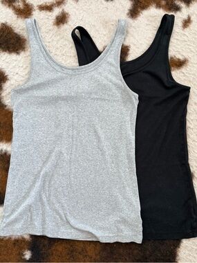 a new day Double-Pack Ribbed Tank Tops in Gray & Black